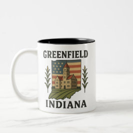 Caneca De Café Em Dois Tons Greenfield Indiana Courthouse Patriotic Mug