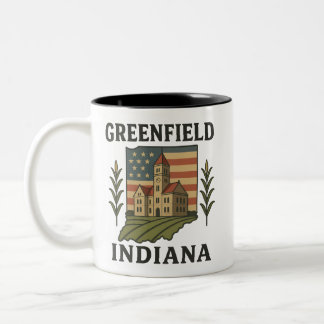 Caneca De Café Em Dois Tons Greenfield Indiana Courthouse Patriotic Mug