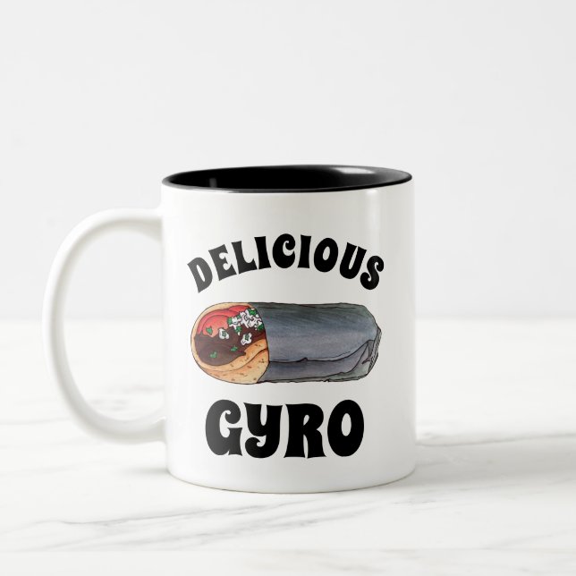Caneca De Café Em Dois Tons Grego Gyro Pita Meat Sandwich Comida mediterrânica (Esquerda)