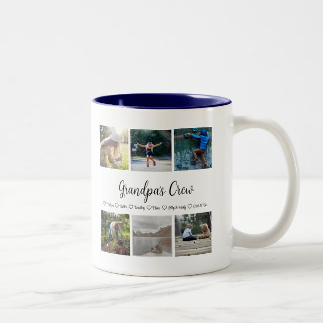 Caneca De Café Em Dois Tons Grelha de Fotografias Personalizada 6 do Vovô (Direita)