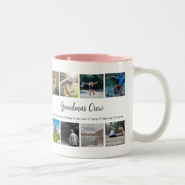 Caneca De Café Em Dois Tons Grelha de Fotografias Personalizada da Vovó 8 (Direita)