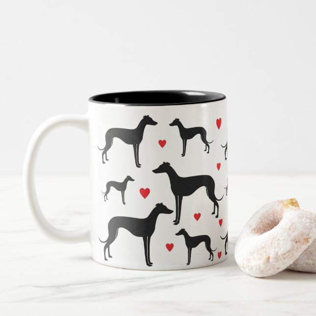 Caneca De Café Em Dois Tons Greyhound Love (Com Donut)