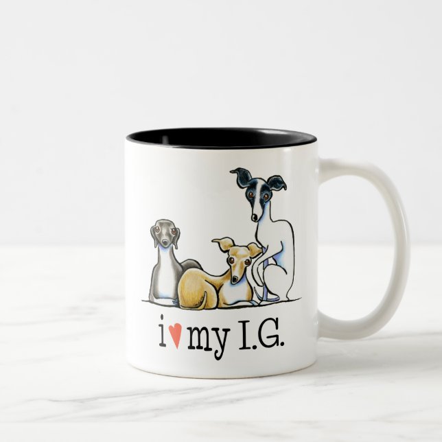 Caneca De Café Em Dois Tons Greyhound Lover Italiano (Direita)