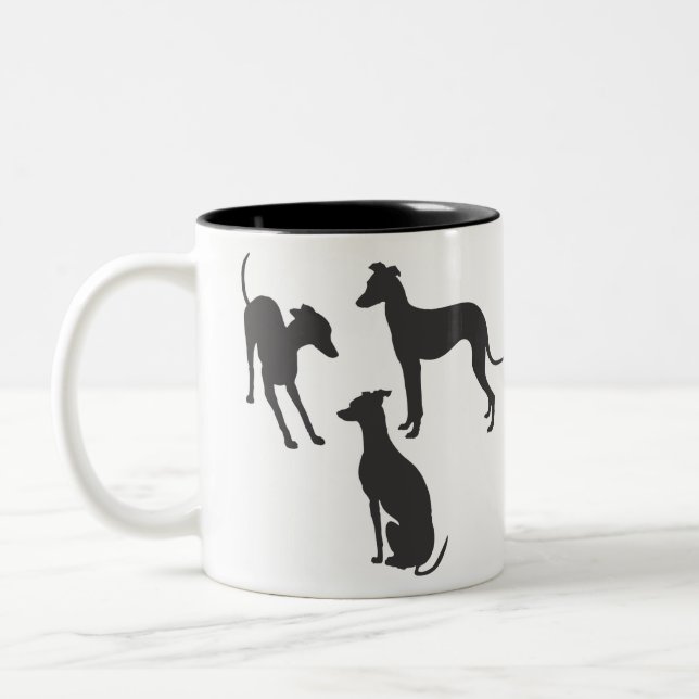 Caneca De Café Em Dois Tons Greyhound Silhouettes Italiano (Esquerda)