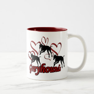 Caneca De Café Em Dois Tons Greyhounds Hearts Cachorro Passa Foto Coffee Mug