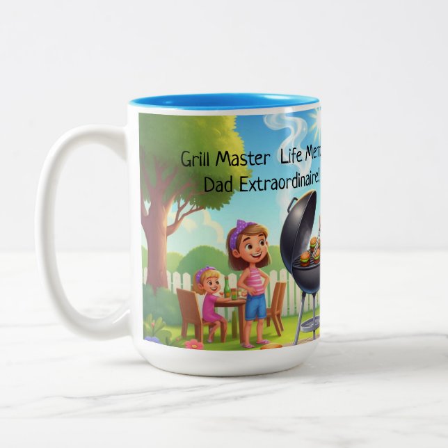 Caneca De Café Em Dois Tons Grillin' & Chillin' Personalizado Cã do Dia do Pai (Esquerda)