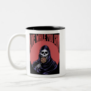 Caneca De Café Em Dois Tons Grim Reaper Vive Enquanto Você Pode Piada Engraçad