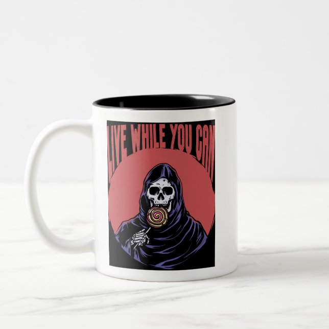 Caneca De Café Em Dois Tons Grim Reaper Vive Enquanto Você Pode Piada Engraçad (Esquerda)