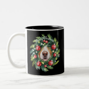 Caneca De Café Em Dois Tons Grinalda de Natal com Nariz de Cachorro Fofo Mãe d