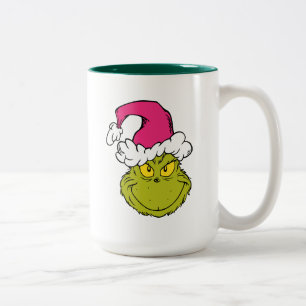 Caneca De Café Em Dois Tons Grinch com Chapéu de Papai Noel Rosa