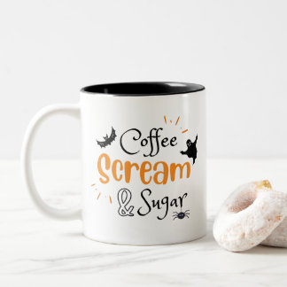 Caneca De Café Em Dois Tons Gritar de café e Halloween de açúcar