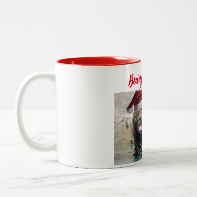 Caneca De Café Em Dois Tons Grizzly Bear Santa Claus (Esquerda)