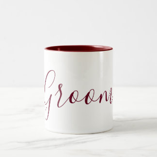 Caneca De Café Em Dois Tons Groom Burgundy e White Cursive