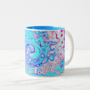 Caneca De Café Em Dois Tons Groovy Abstrato Retro Azul de Ovo de Robin Redemoi