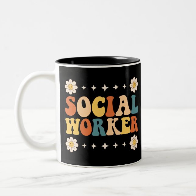 Caneca De Café Em Dois Tons Groovy do Trabalhador Social (Esquerda)