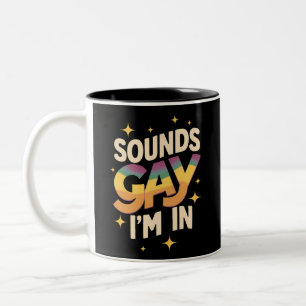 Caneca De Café Em Dois Tons Groovy parece gay, estou no orgulho LGBT arco-íris