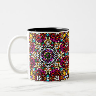 Caneca De Café Em Dois Tons Groovy Poder Floral Celestial
