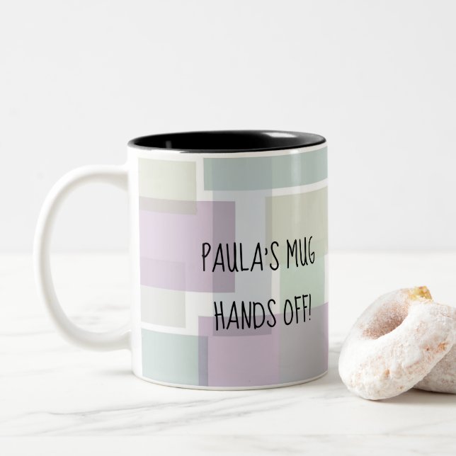 Caneca De Café Em Dois Tons Groovy Retro Verde Dusty Floral (Com Donut)