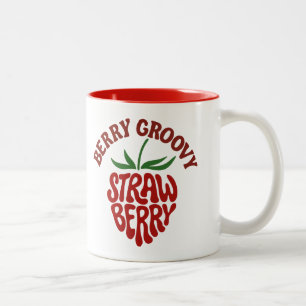 Caneca De Café Em Dois Tons Groovy Strawberry Retro 70s Vibes