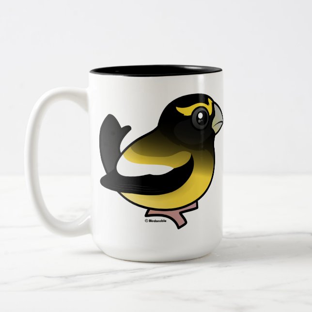 Caneca De Café Em Dois Tons Grosbeak de noite (Esquerda)