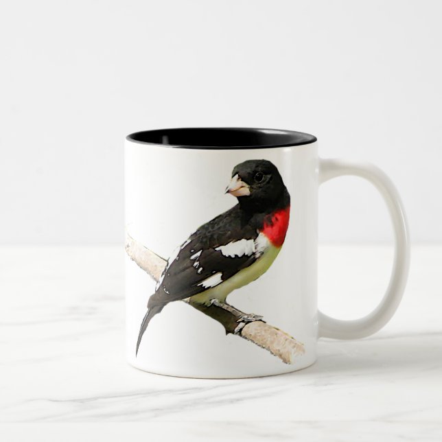 Caneca De Café Em Dois Tons Grosbeak do Rosa-breasted (Direita)