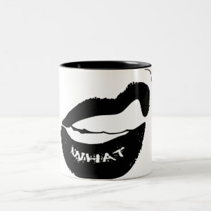 Caneca De Café Em Dois Tons Grr O Que! Batom preto e dentes entalados