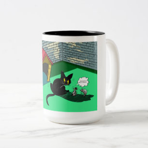 Caneca De Café Em Dois Tons Grumpy Black Cat and Mice Retro Cartoon Ceramic Mu