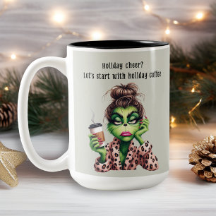 Caneca De Café Em Dois Tons Grumpy Green Furry Women ama café