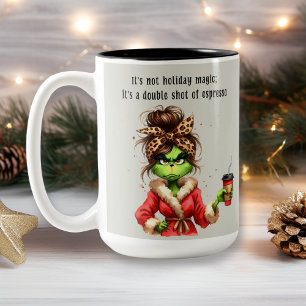 Caneca De Café Em Dois Tons Grumpy Green Furry Women ama café