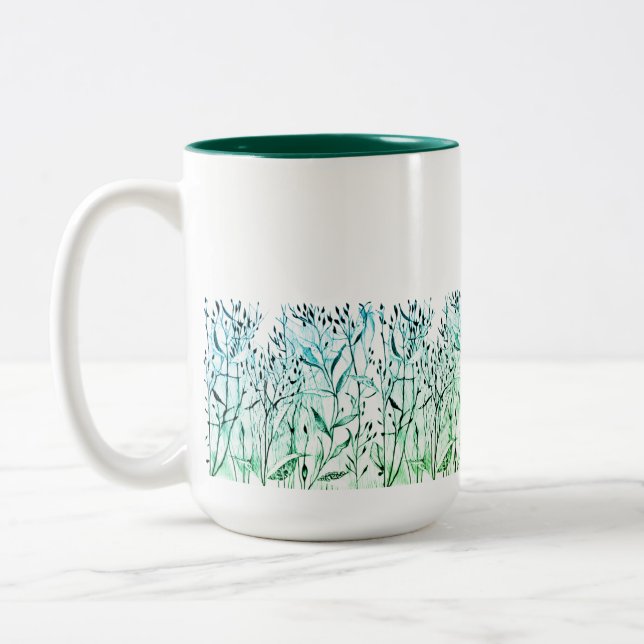 Caneca De Café Em Dois Tons Grüne Kräuter und Blätter (Esquerda)