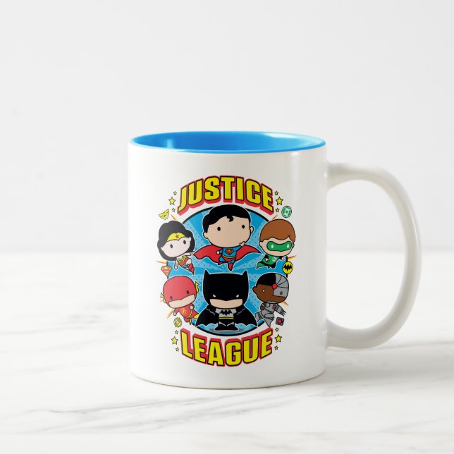 Caneca De Café Em Dois Tons Grupo da Liga da Justiça Chibi (Direita)