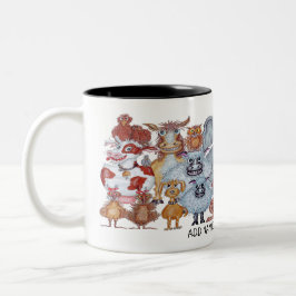 Caneca De Café Em Dois Tons Grupo de animais sorridentes desenho animado