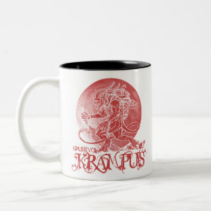 Caneca De Café Em Dois Tons Gruss vom krampus feliz Natal para o demônio xmas