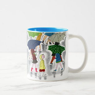 Caneca De Café Em Dois Tons Guarda-chuvas