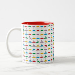 Caneca De Café Em Dois Tons Guarda-chuvas na chuva