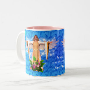 Caneca De Café Em Dois Tons Guardian Angel Blue Inspirational Personalizado