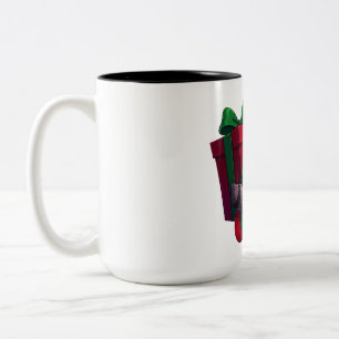 Caneca De Café Em Dois Tons Guaxinim Entre Presentes Envoltos