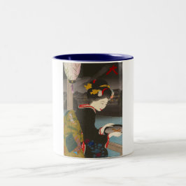 Caneca De Café Em Dois Tons Gueixa japonesa tradicional legal do clássico do