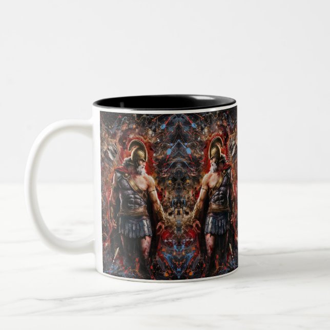 Caneca De Café Em Dois Tons Guerreiro em Batalha Stance (Esquerda)