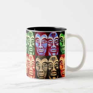 Caneca De Café Em Dois Tons Guerreiros maias - pintura multicolor