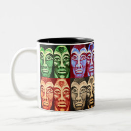 Caneca De Café Em Dois Tons Guerreiros maias - pintura multicolor