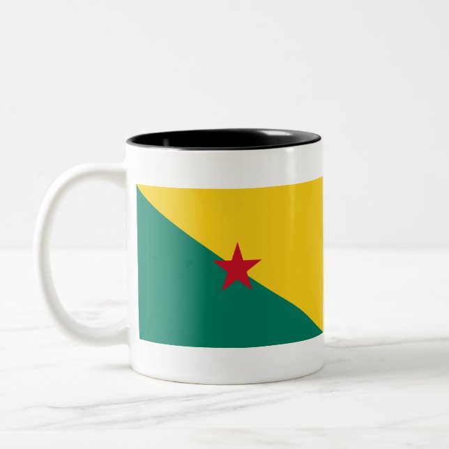 Caneca De Café Em Dois Tons Guiana - Drapeau de la Guyane Flag (Esquerda)