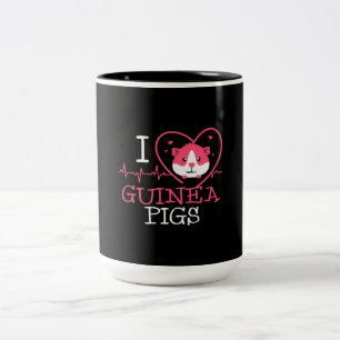 Caneca De Café Em Dois Tons Guiné Pig Love Rodent Batimentos cardíacos