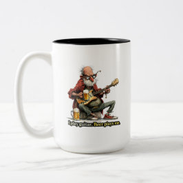 Caneca De Café Em Dois Tons Guitar Beer Humor Musician Funny Tee