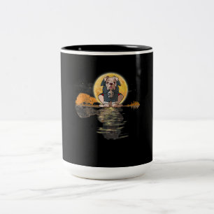 Caneca De Café Em Dois Tons Guitar Lake Halloween Assustado Inglês Bulldog Mo