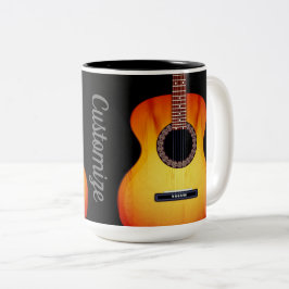 Caneca De Café Em Dois Tons Guitarra acústica negra personalizada