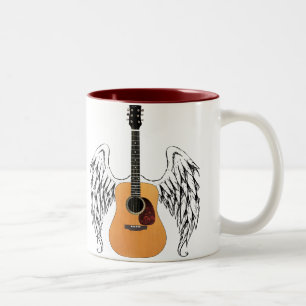Caneca De Café Em Dois Tons Guitarra acústica voada