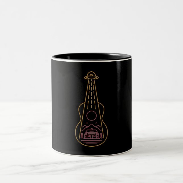 Caneca De Café Em Dois Tons Guitarra alienígena (Centro)