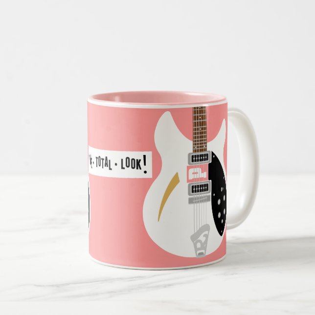 Caneca De Café Em Dois Tons Guitarra de Pop de Mod (Frente Esquerda)