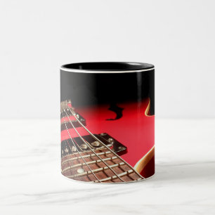 Caneca De Café Em Dois Tons Guitarra elétrica vermelha